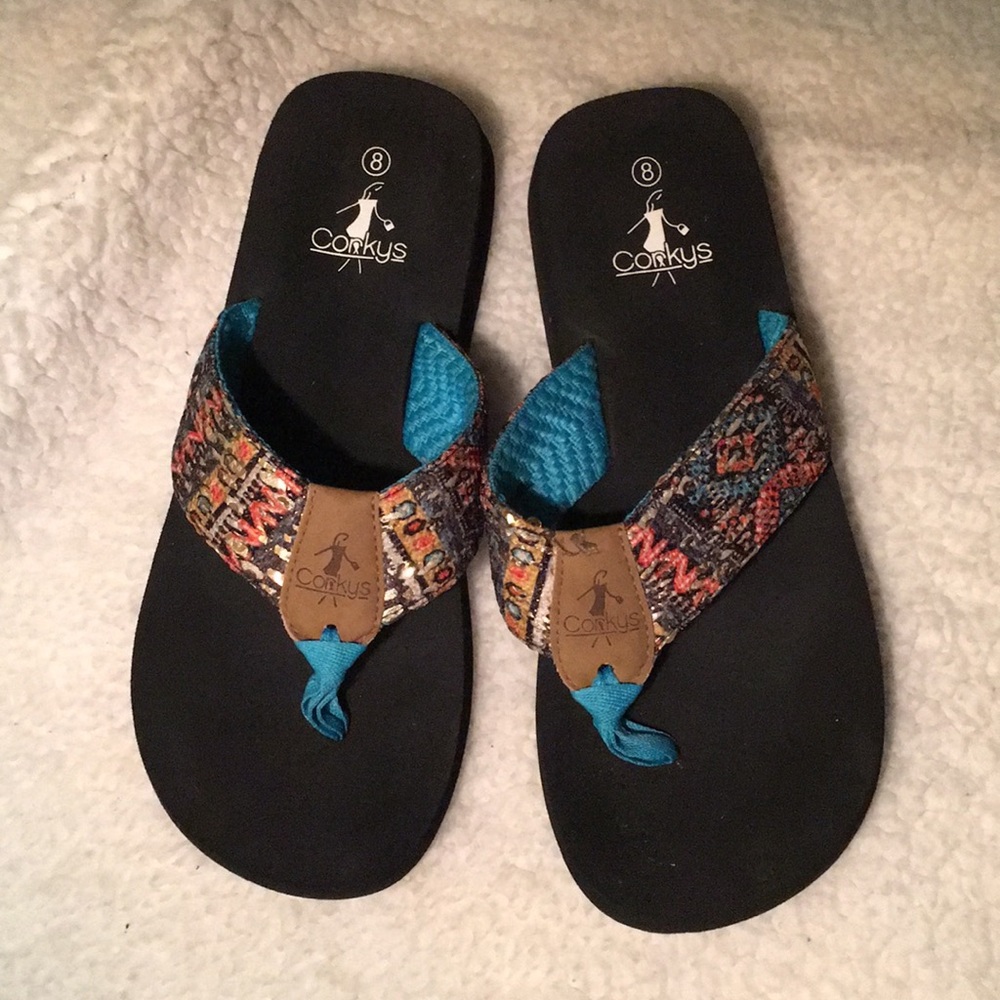 Corkys flip flops worn twice
